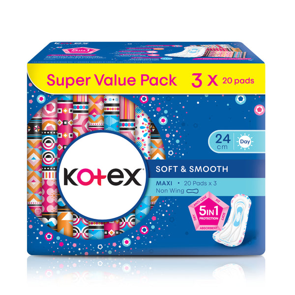 Kotex Soft & Smooth Maxi Non Wing Pad 24cm x 60 (highest price)