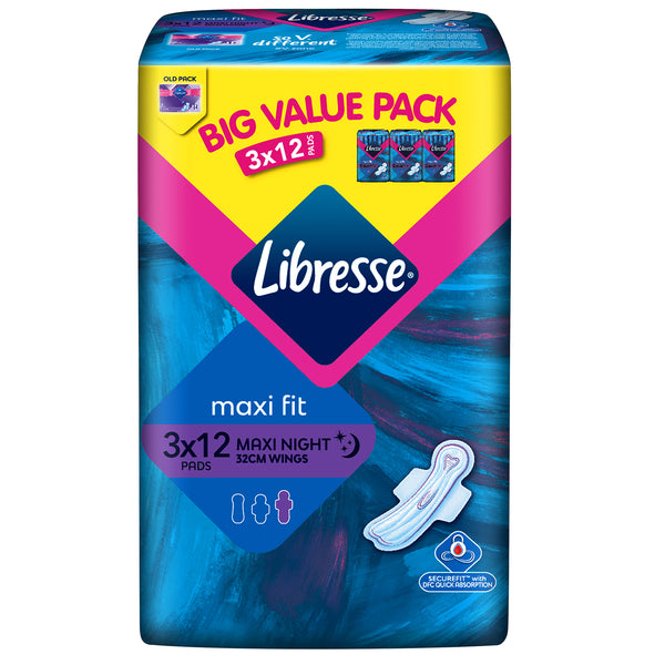 Libresse Maxi Night Unscented Secure Wings Pad 12pcs x 3 (highest price)