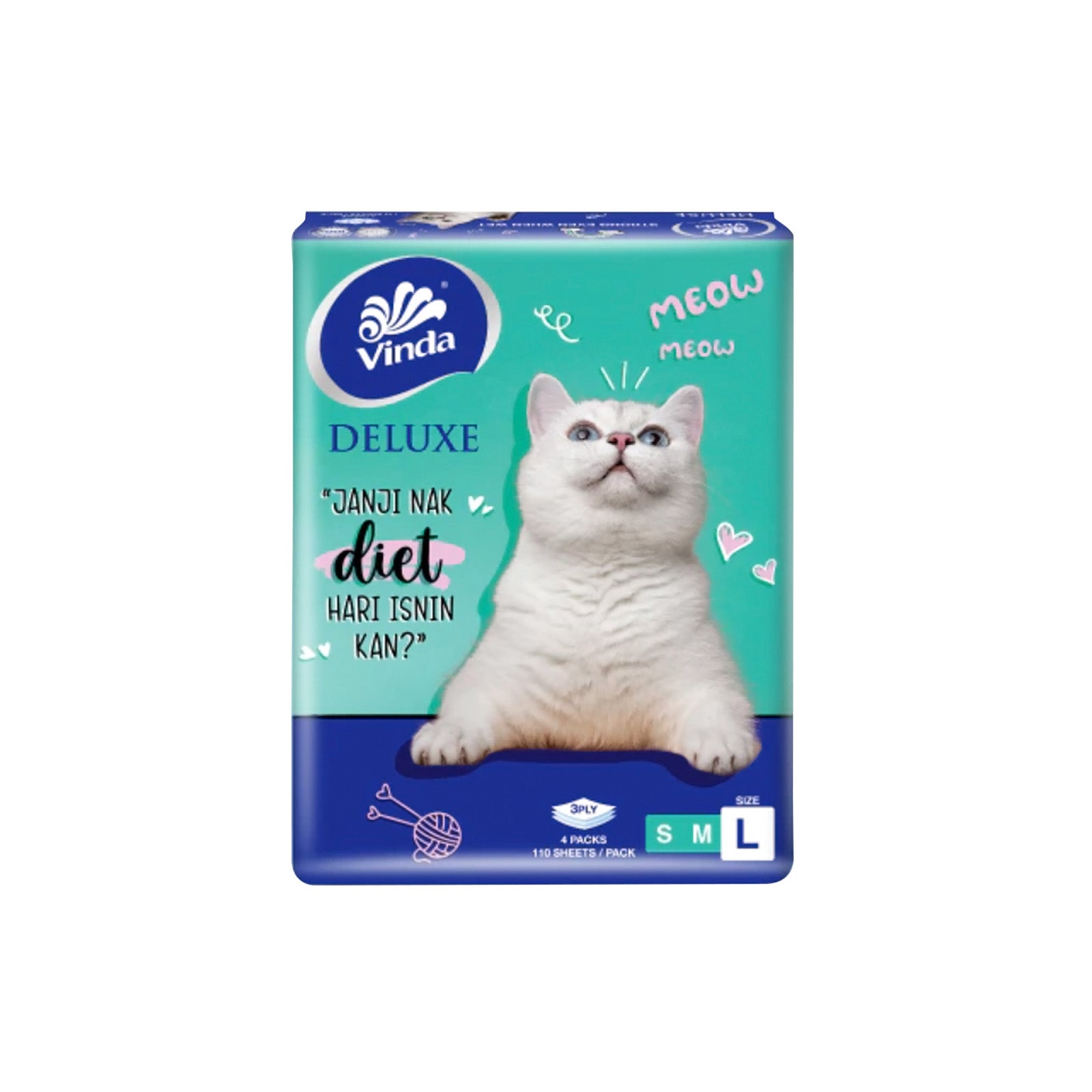 Vinda Deluxe 3ply Facial Tissues Soft Pack 110pcs x 4
