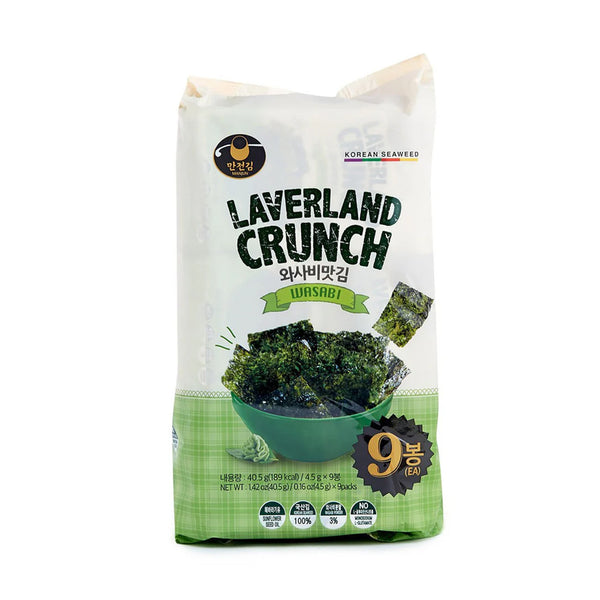 Manjun Laverland Crunch Wasabi Korean Seaweed 4.5g x 3