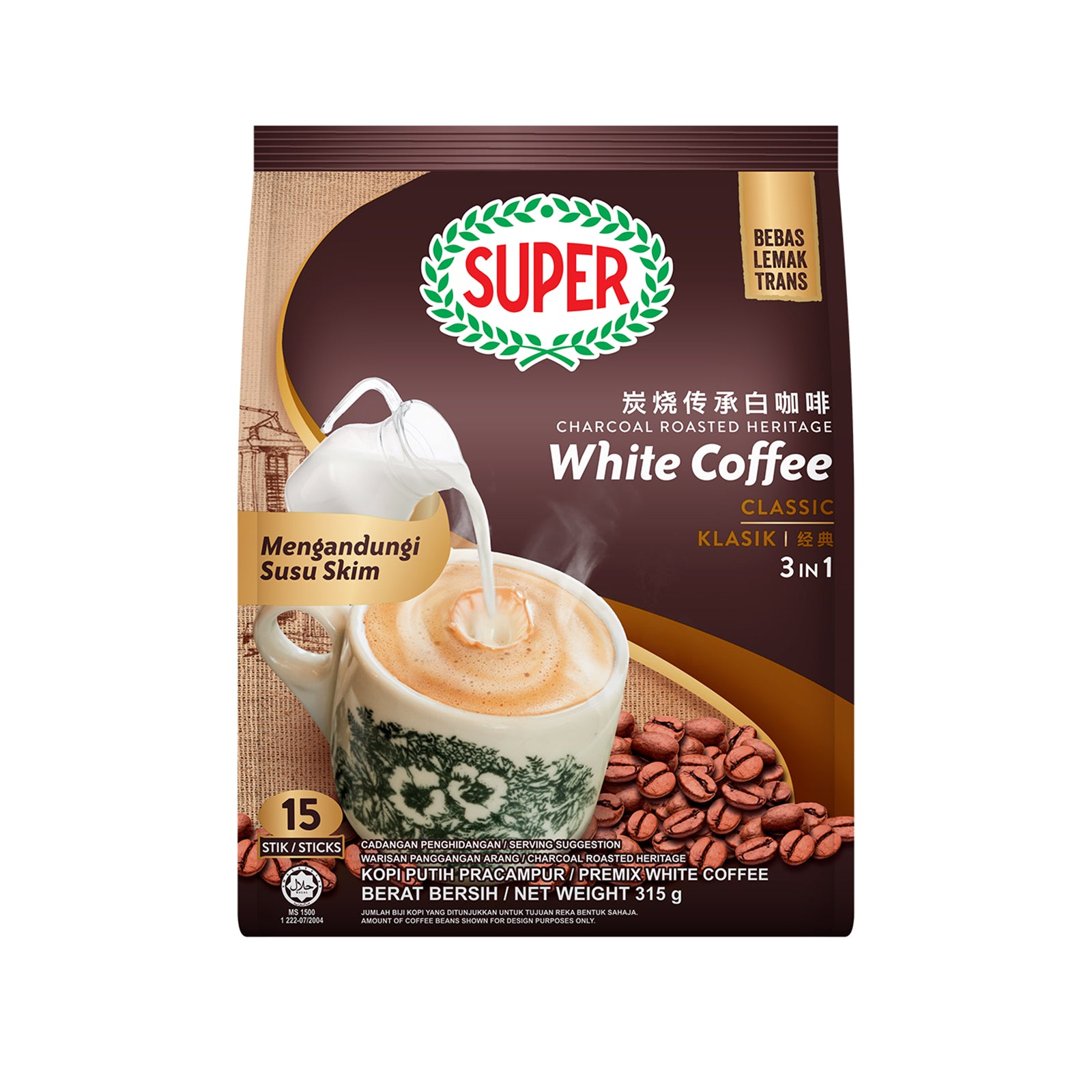 Super Charcoal Roasted White Coffee 3 in 1 Classic 21g x 15
