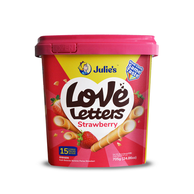 Julie's Love Letters Biscuit Wafers with Strawberry Cream (Tub) 705g