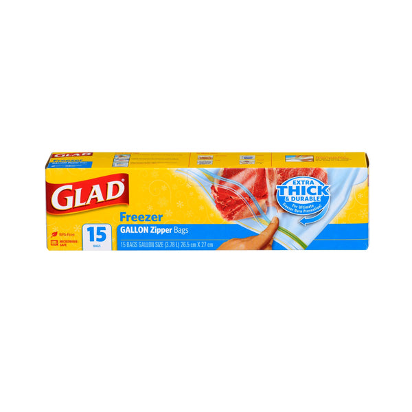 Glad Freezer Gallon Zipper Bags (Large) 15pcs/pack (highest price)