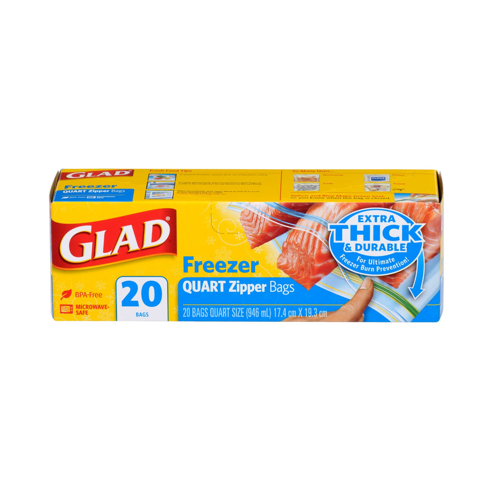 Glad Freezer Quart Zipper Bags (Small) 20pcs/pack