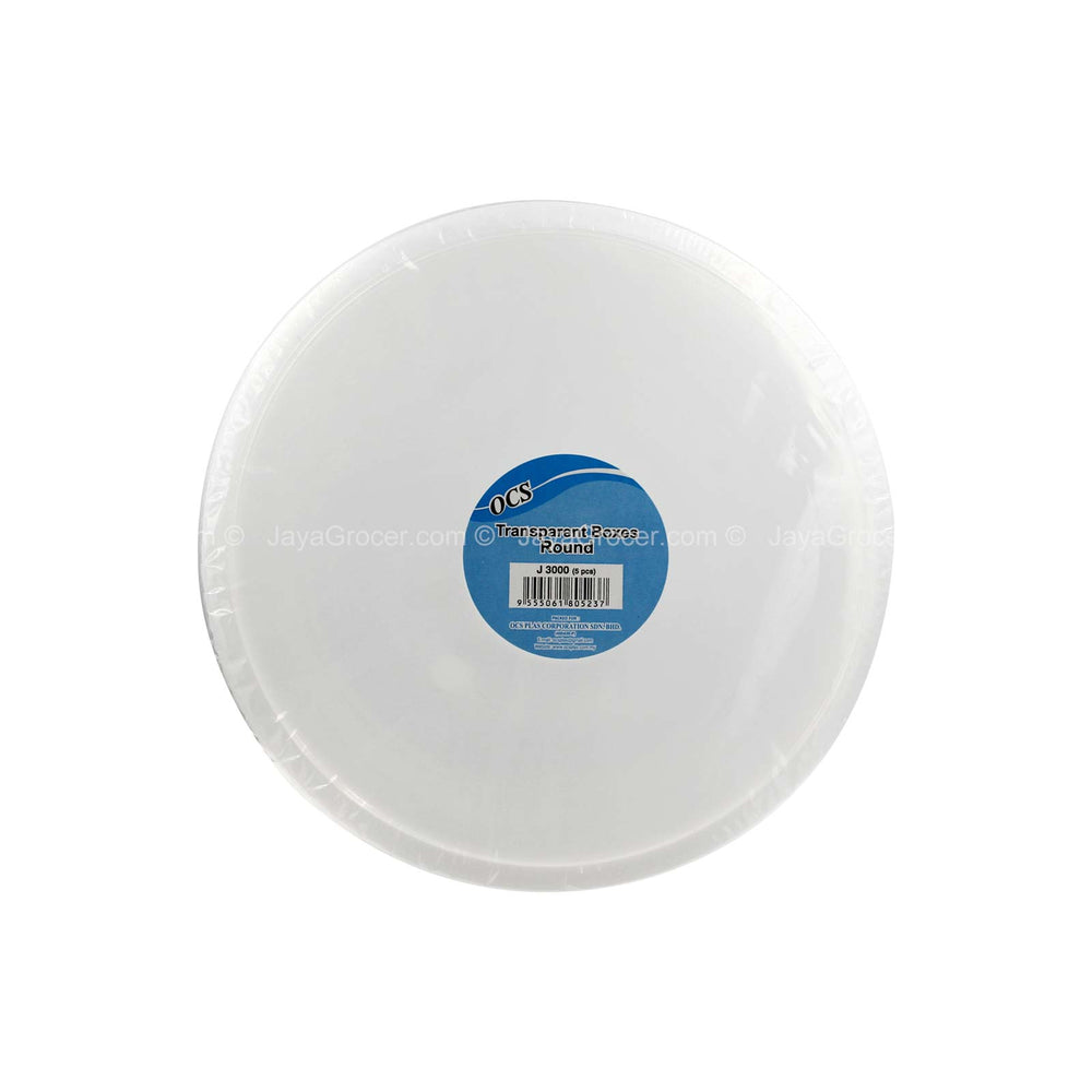 Ocean Plastic Polypropylene Box Round Clear Large 5pcs/pack