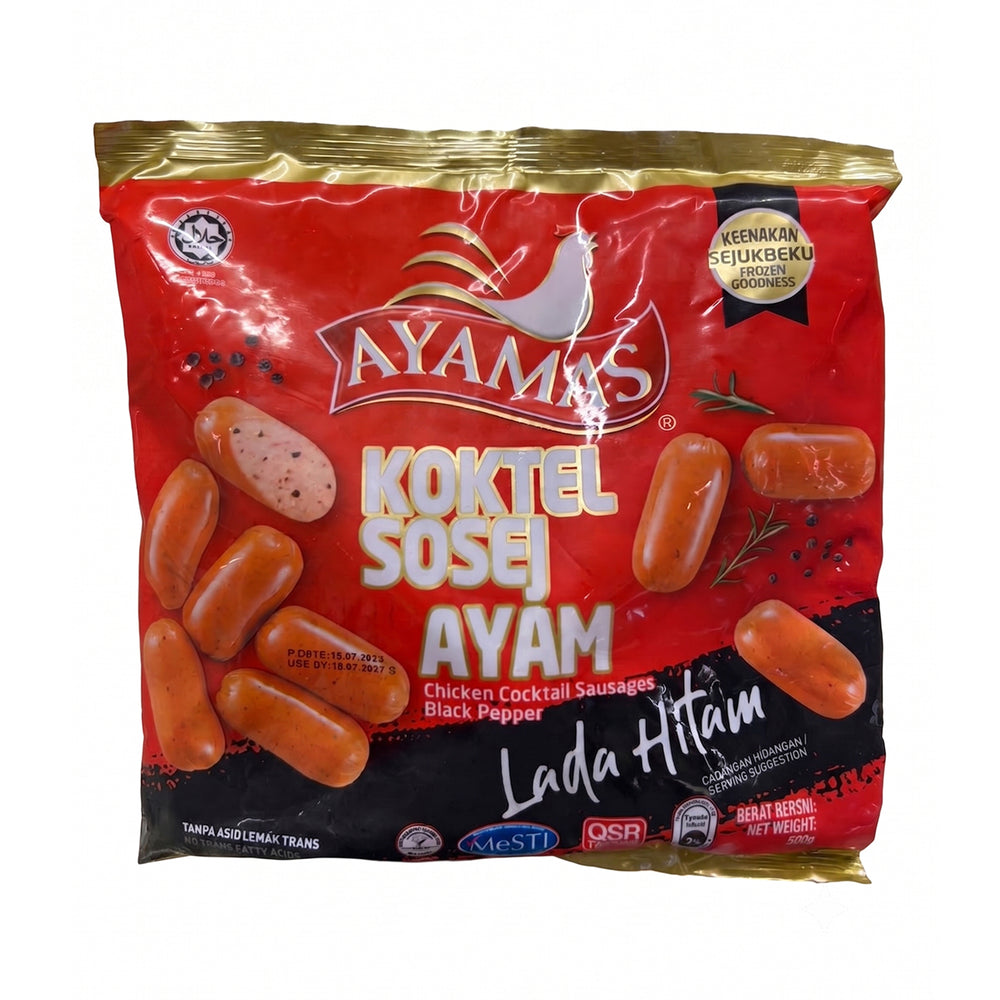 Ayamas Chicken Cocktail Sausages Black Pepper 500g