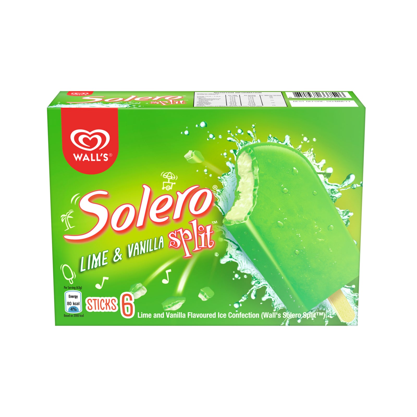 Wall's Solero Split Lime Ice Cream 64ml x 6