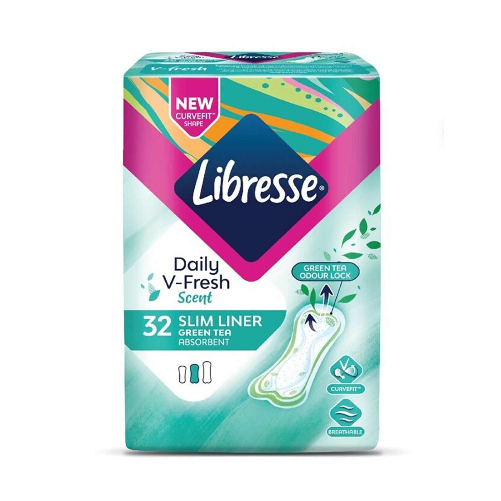 Libresse Green Tea Curve Fit Slim Liner 32pcs