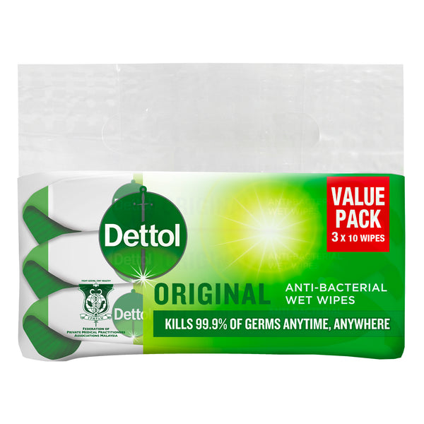 Dettol Antibacterial Wipes Original Value Pack 10pcs/pack x 3 (highest price)