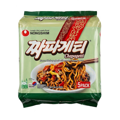 Nongshim Chapagetti (Korean Black Spaghetti with Roasted Black Bean Sauce) 140g x 5