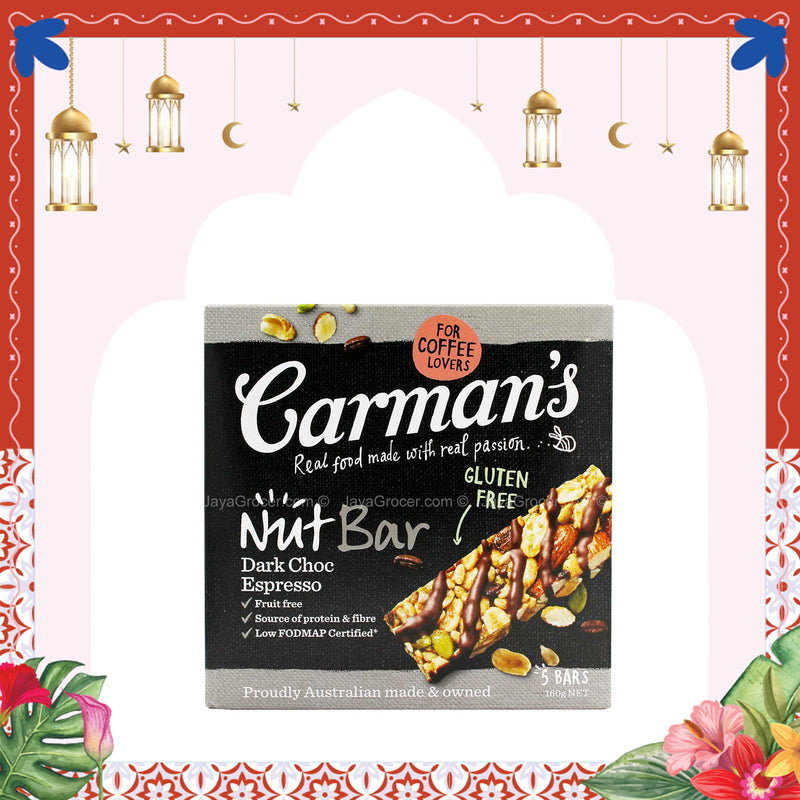 Carmans Dark Choc Espresso Nut Bar 160g