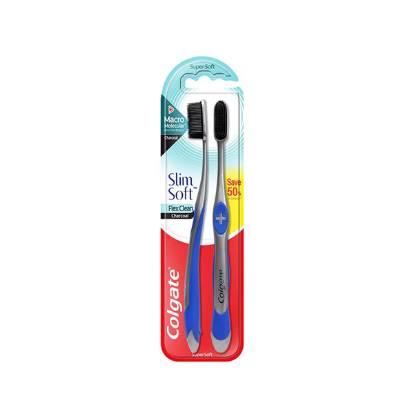 Colgate Slim Soft Flex Clean Charcoal Toothbrush 2pcs/pack (highest price)