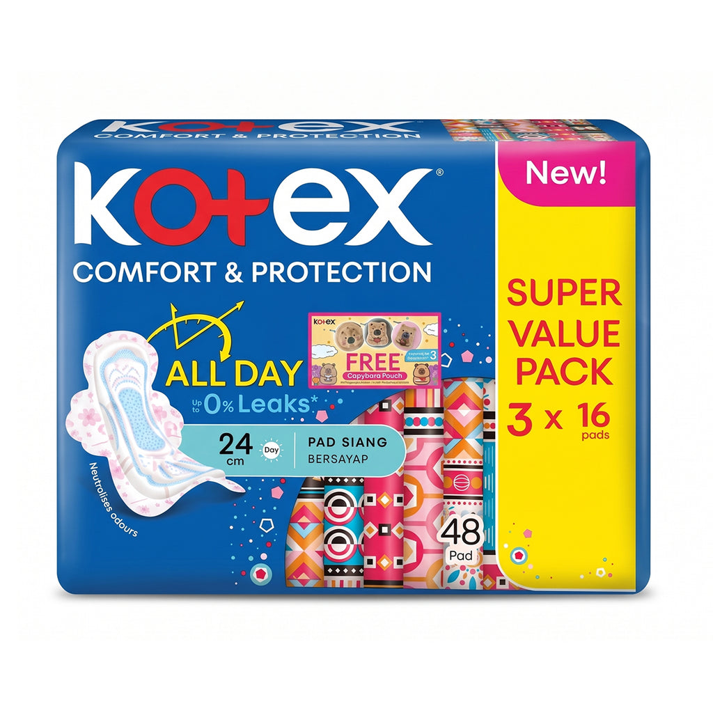 Kotex Soft and Smooth Maxi Wing Pad 24cm 16sheets x 3