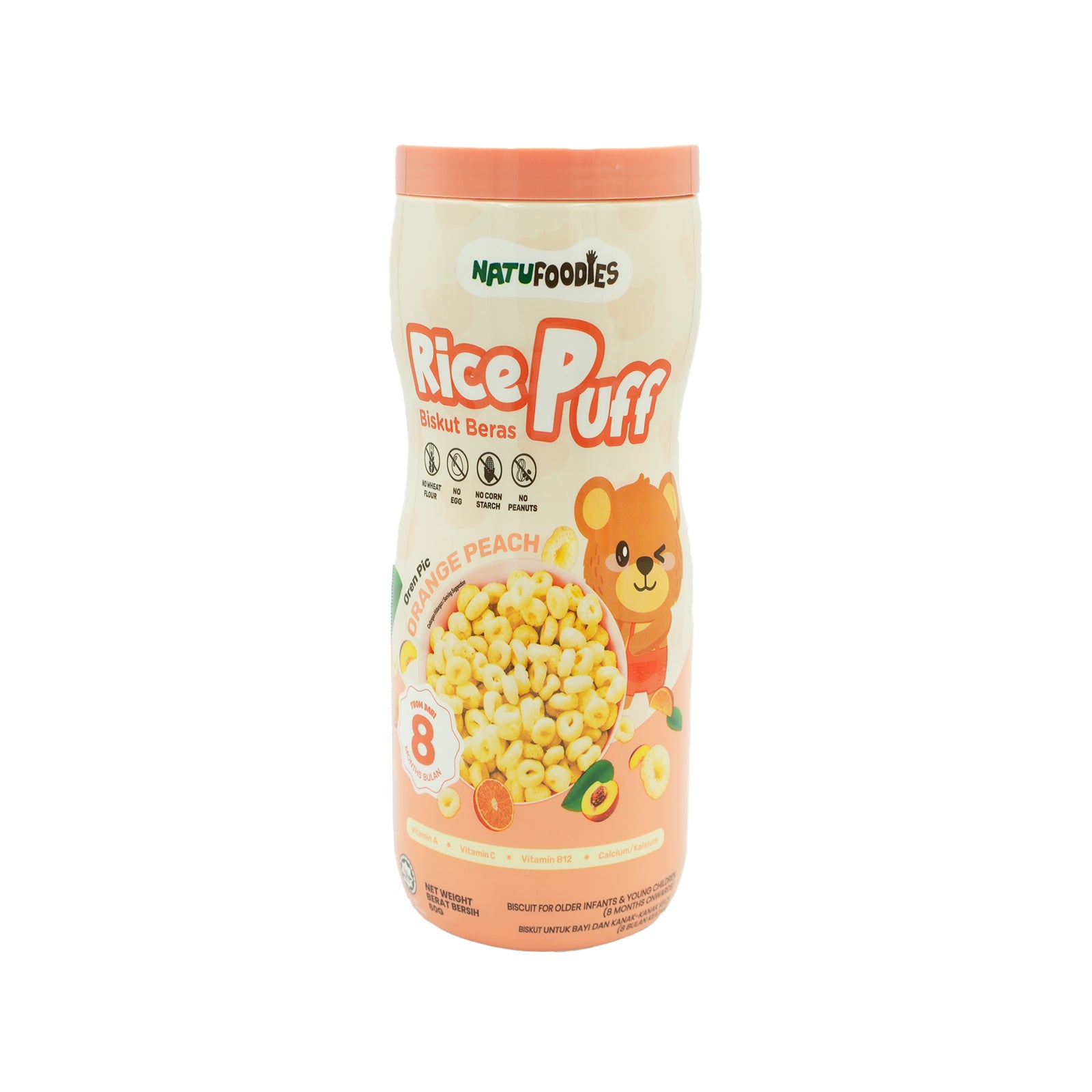 Natufoodies Rice Puff Orange Peach 60g