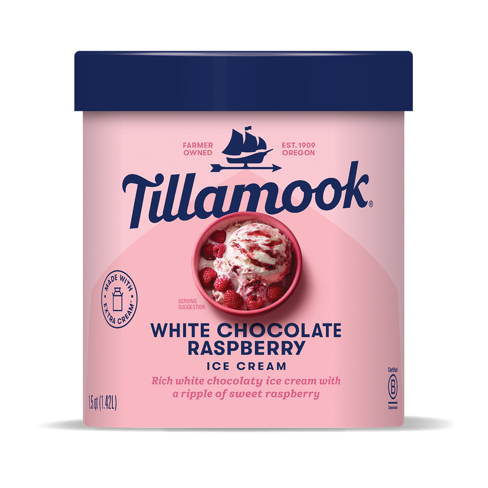 Tillamook White Chocolate Raspberry Ice Cream Tub 1.4L