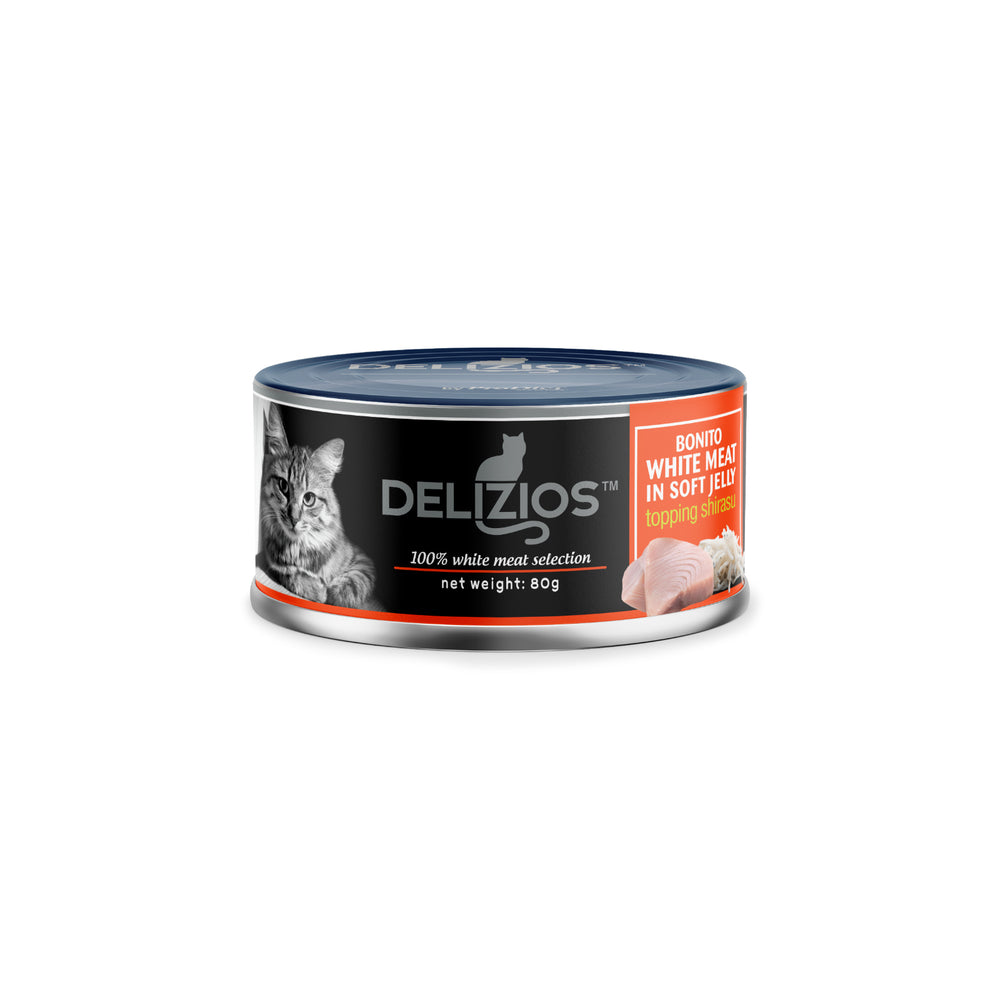Delizios Cat Food Bonito White Meat in Soft Jelly Topping Shirasu 80g