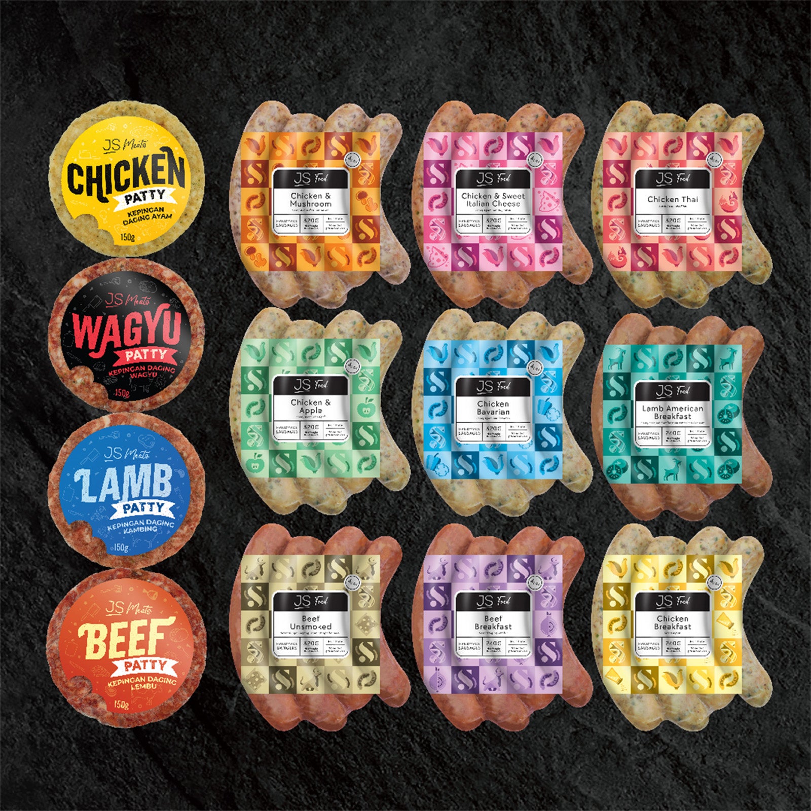 JS Meats Chicken Mushroom Sausage 4pcs/pack