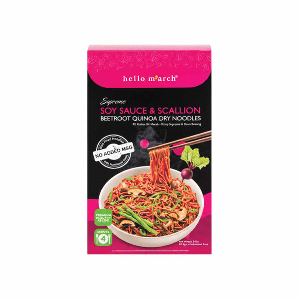 Hello M'arch Supreme Soy Sauce & Scallion Beetroot Quinoa Dry Noodles 342g