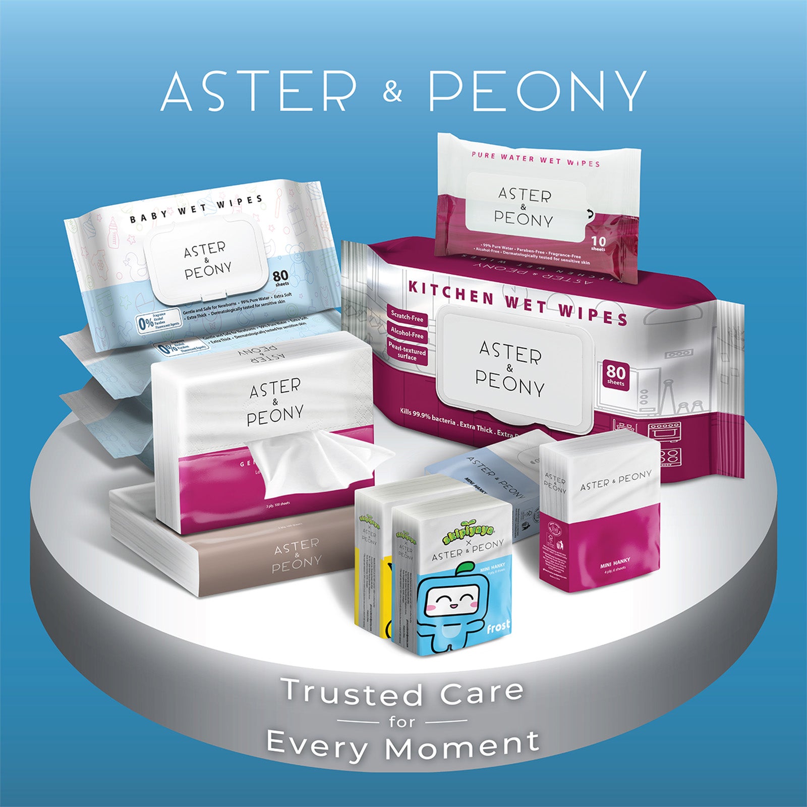 Aster & Peony Gentle Touch Tissue 3 ply 100 sheets x 3