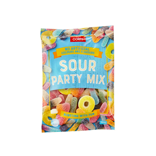 Coles Lollies Sour Party Mix 150g