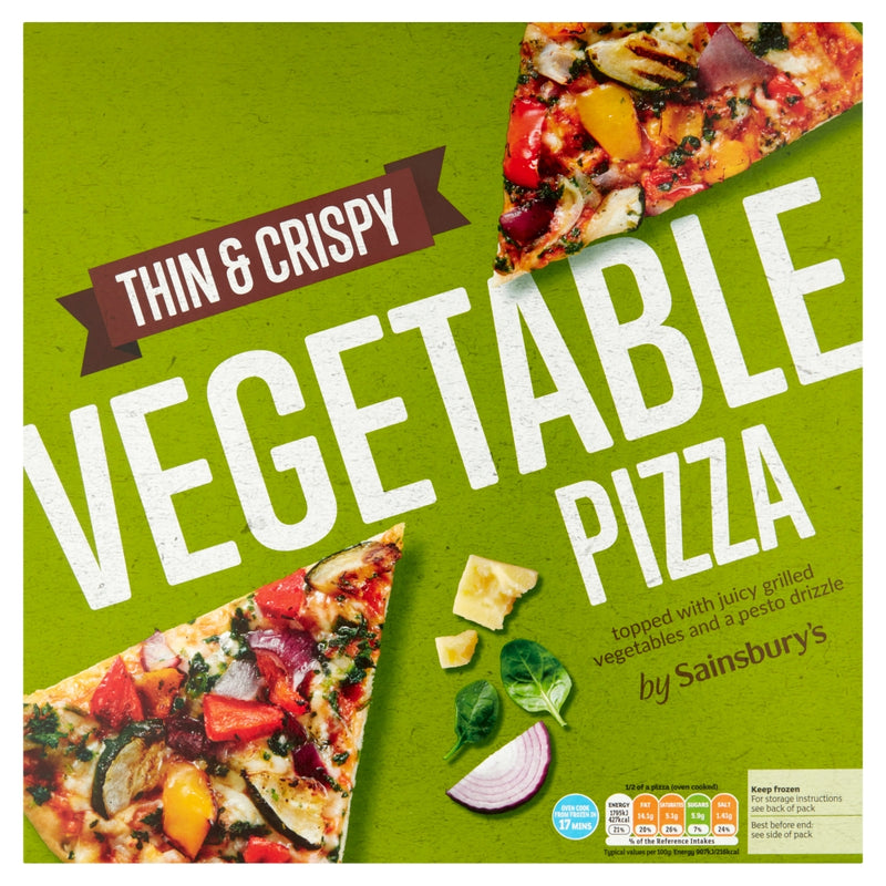 Sainsbury's Frozen Thin and Crispy Vegetable Pizza 390g