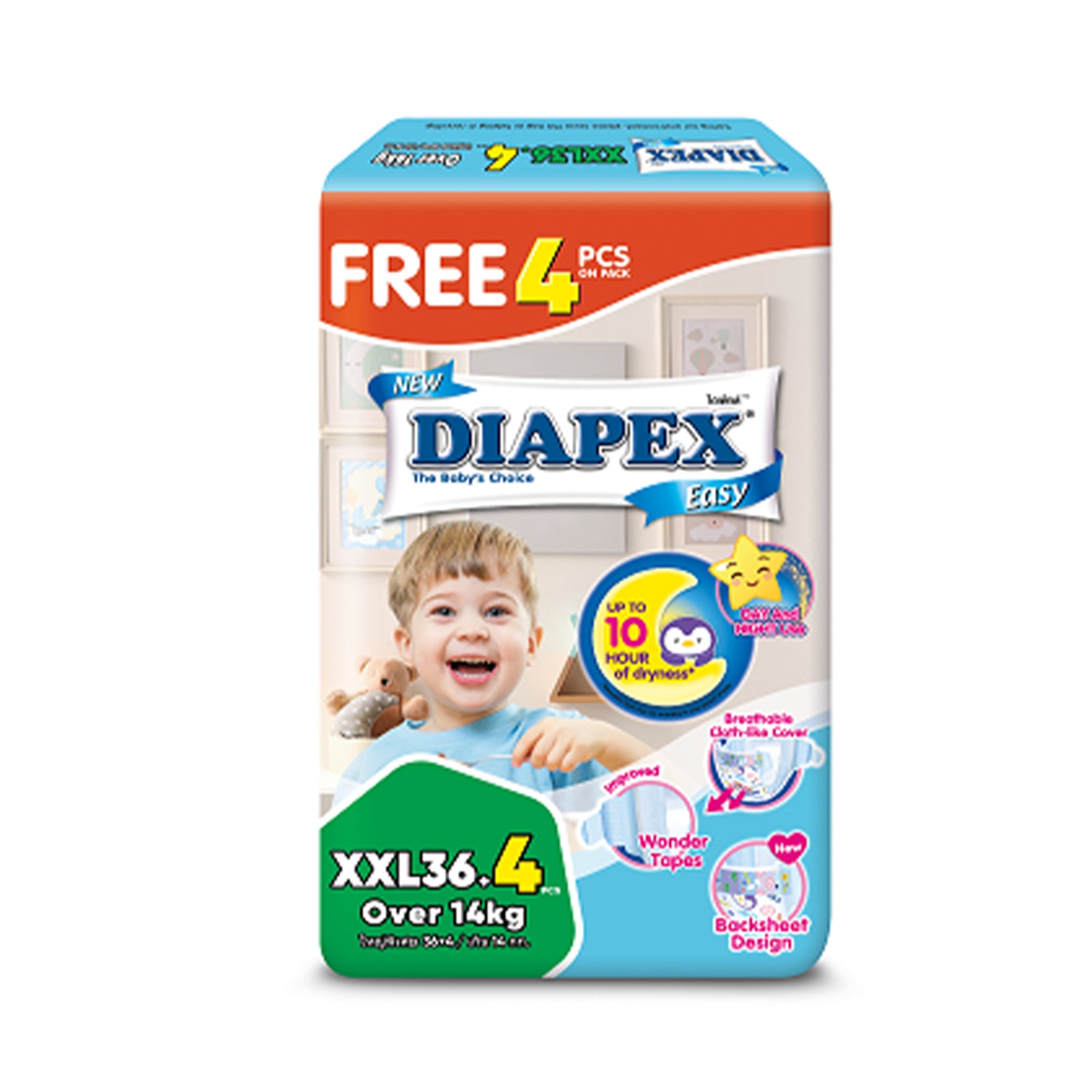 Diapex Easy Tape Baby Diapers Mega Pack (Extra Extra Large) 36pcs/pack