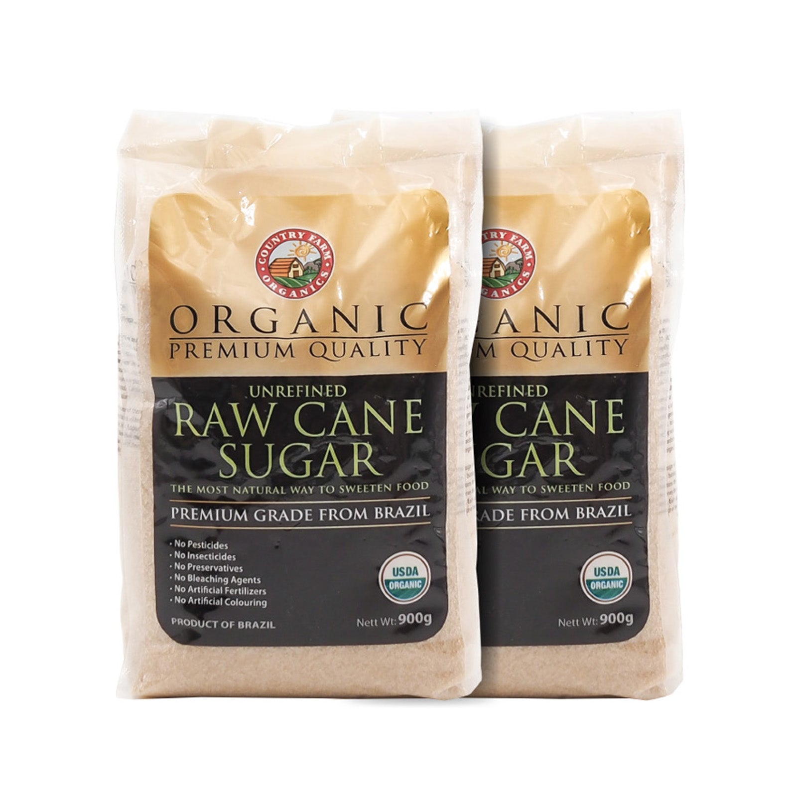 Country Farm Organic Raw Cane Sugar (Packet) 900 x 2