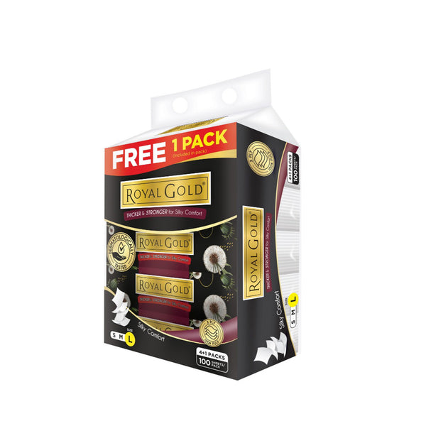 Royal Gold Luxurious White Soft Pack Tissue 100pcs x 4 (highest price)