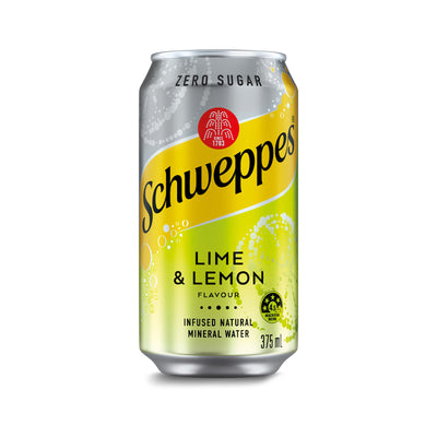 Schweppes Zero Sugar Lime & Lemon Infused Natural Mineral Sparkling Water 375ml