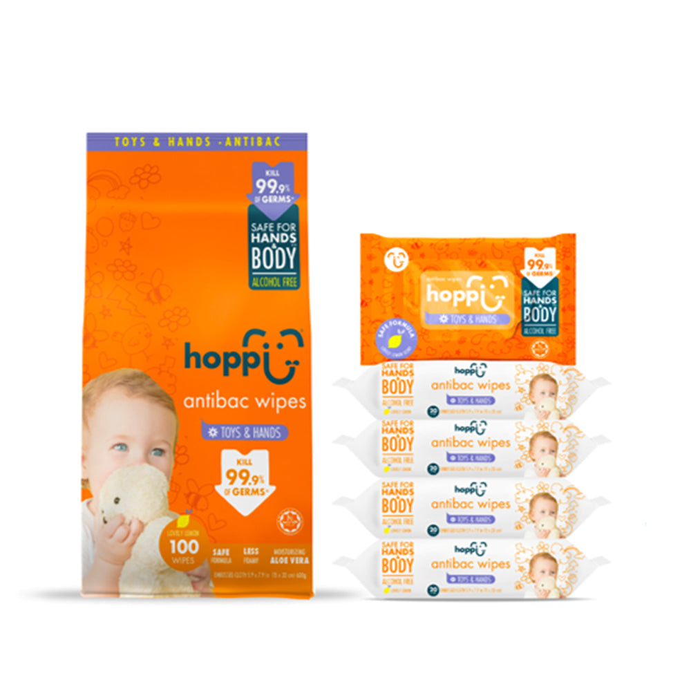 Hoppi Premium Baby Anti-Bacterial Wipes 20pcs x 5