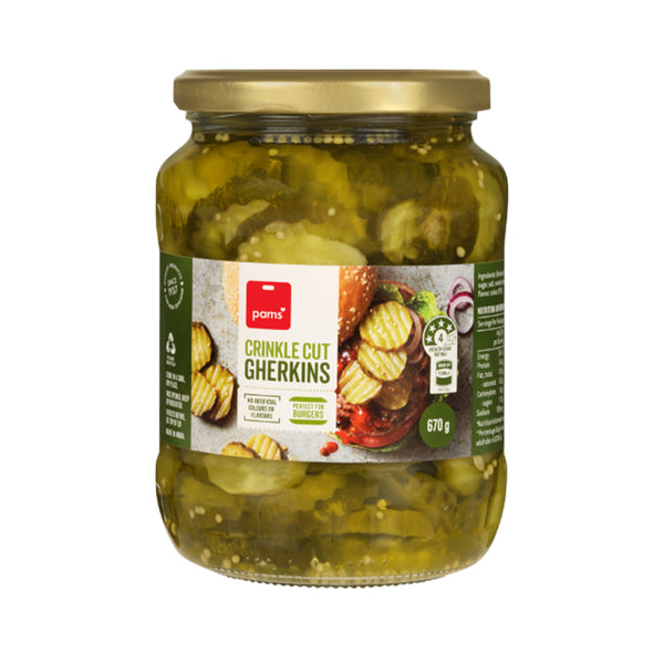 Pams Gherkins Crinkle Sliced 670g