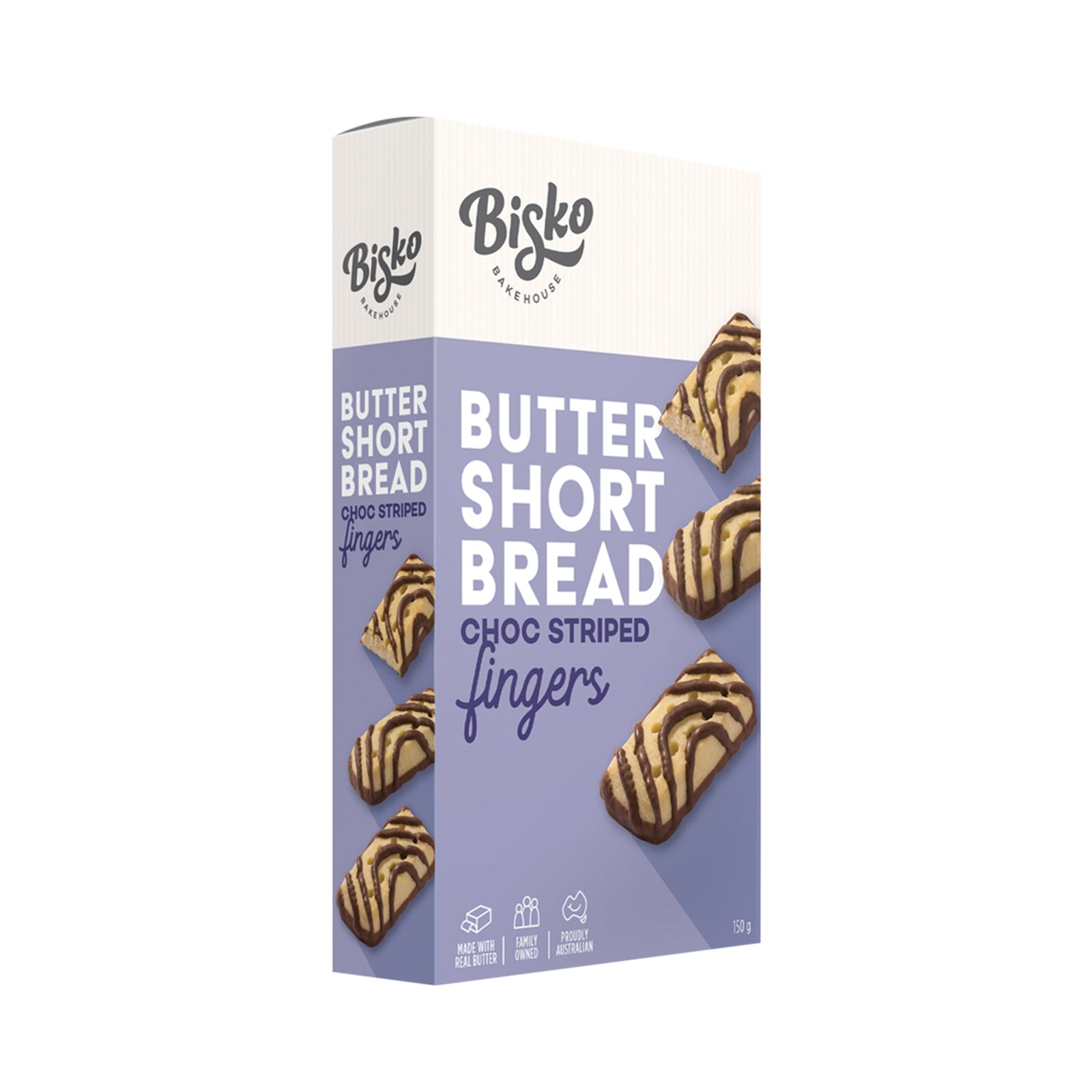 Bisko Bakehouse Shortbread Chocolate Striped Fingers 150g