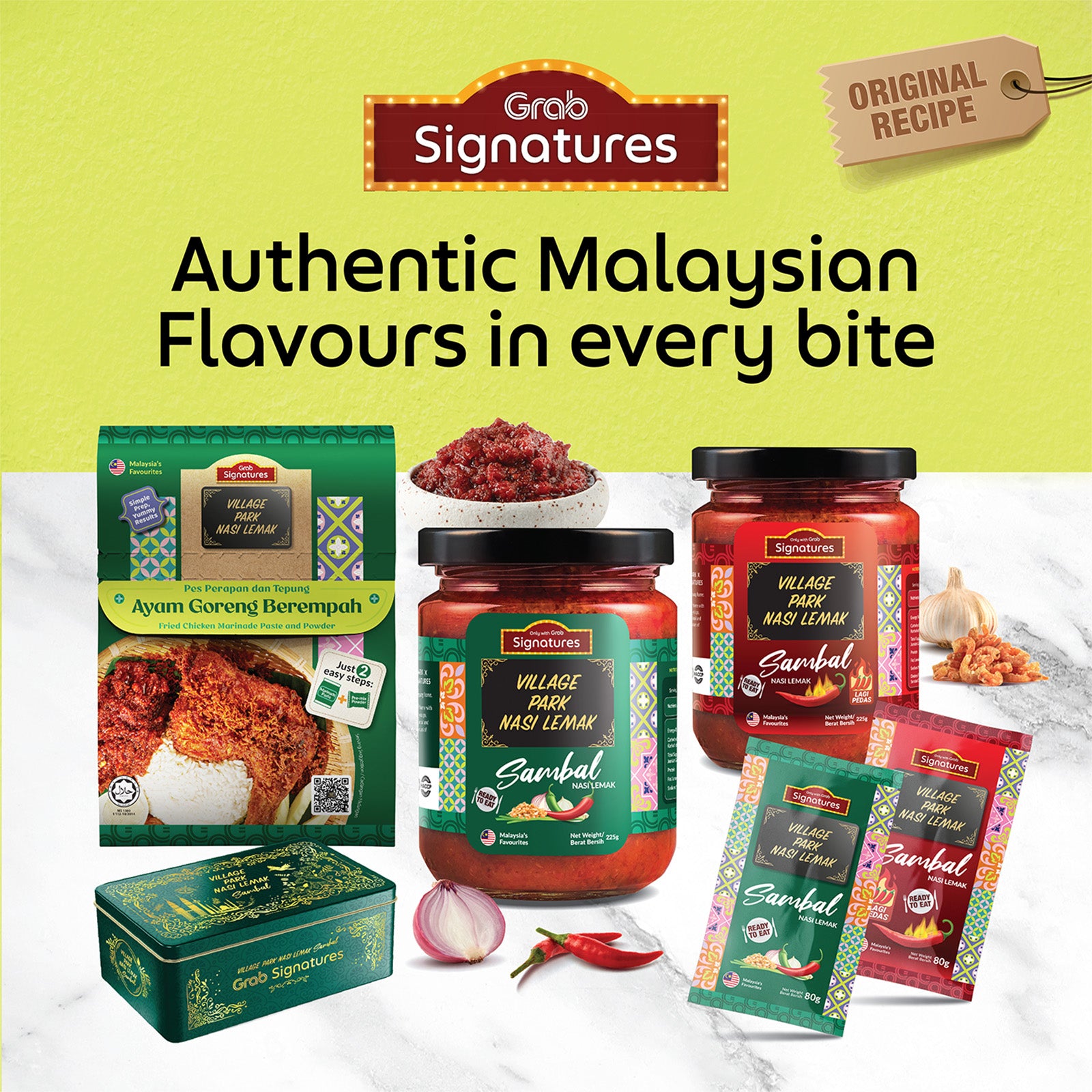 Grab Signatures Village Park Nasi Lemak Sambal Lagi Pedas Sachet 80g