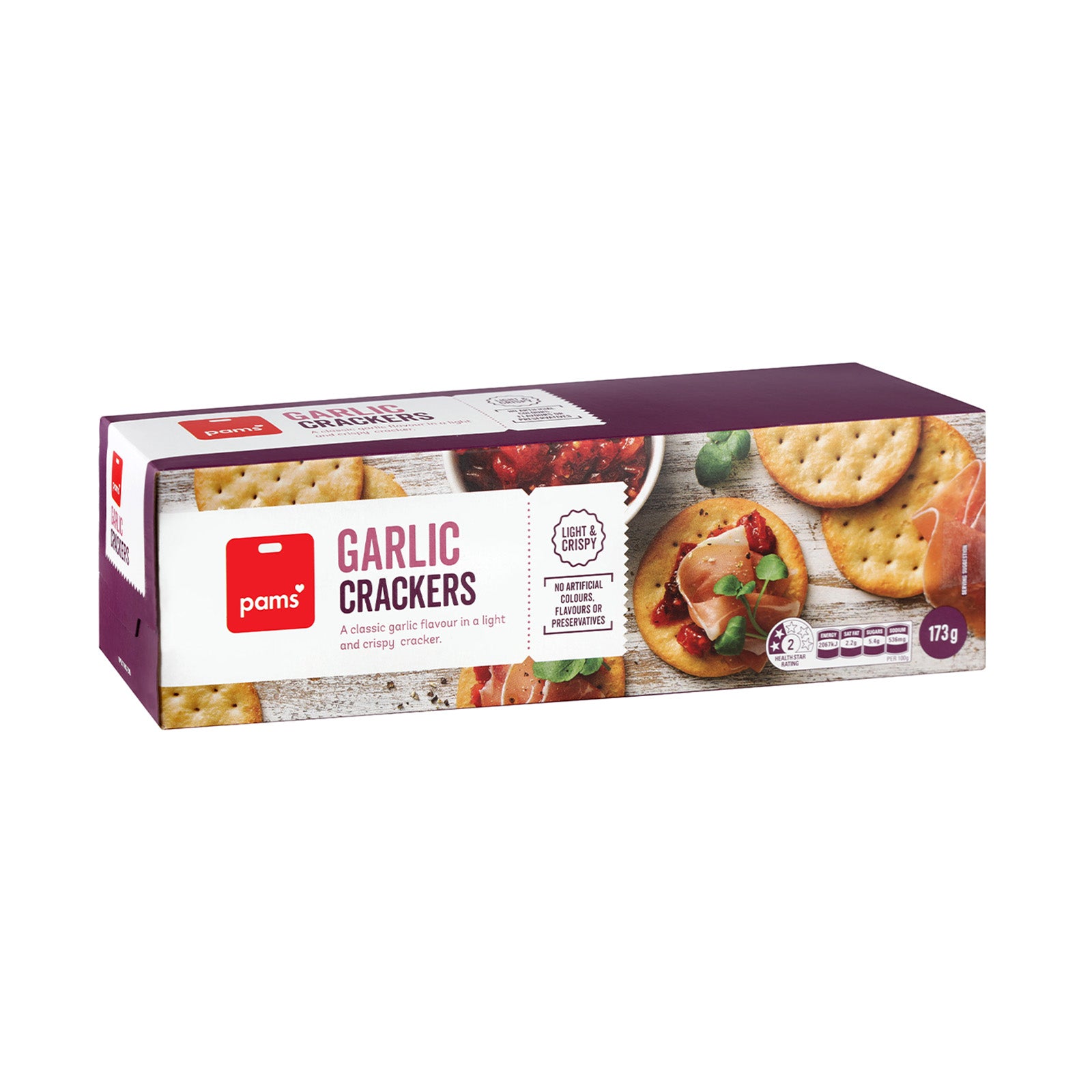 Pams Crackers Garlic 173g