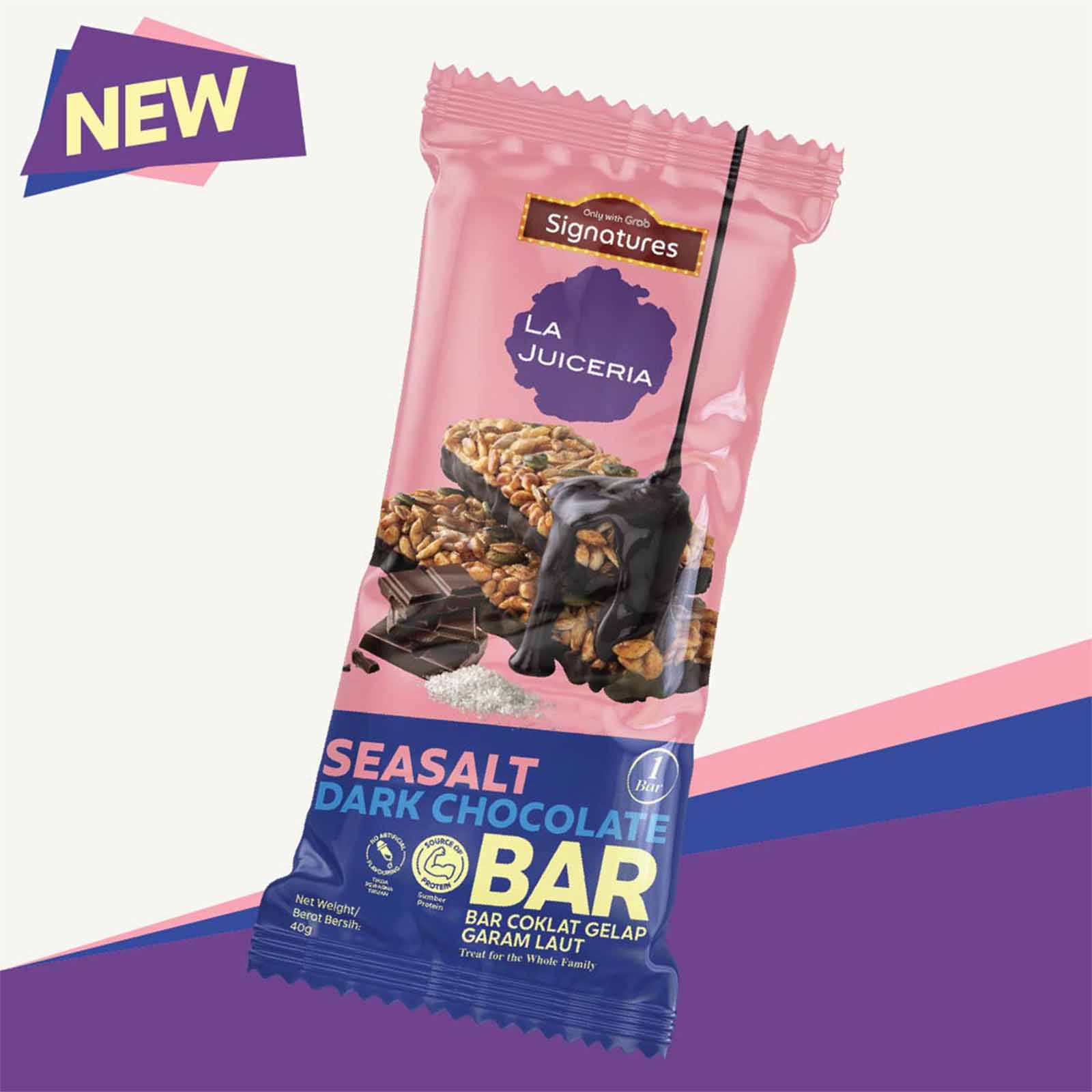 Grab Signatures La Juiceria Sea Salt Dark Chocolate Bar 40g