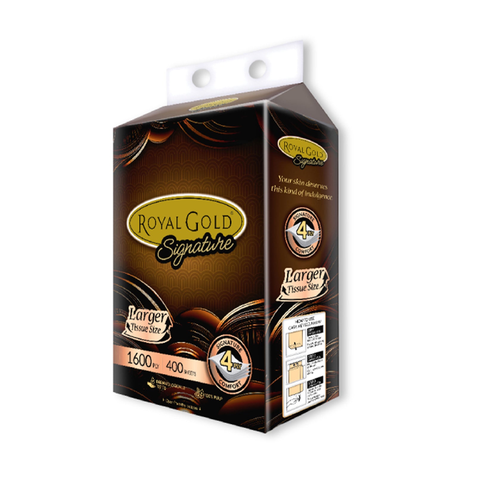 Royal Gold Softness & Texture 4Ply Bottom Pull Tissue 400pcs/pack