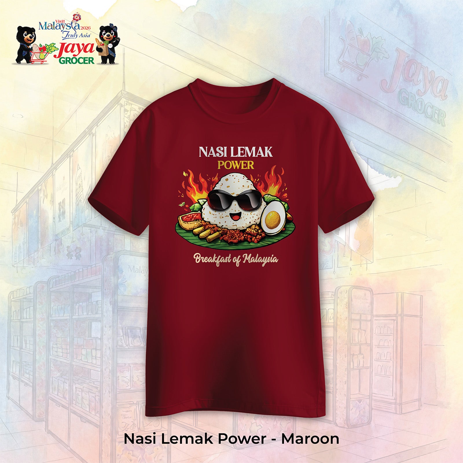JS Apparel - Nasi Lemak Power (Maroon-XL)